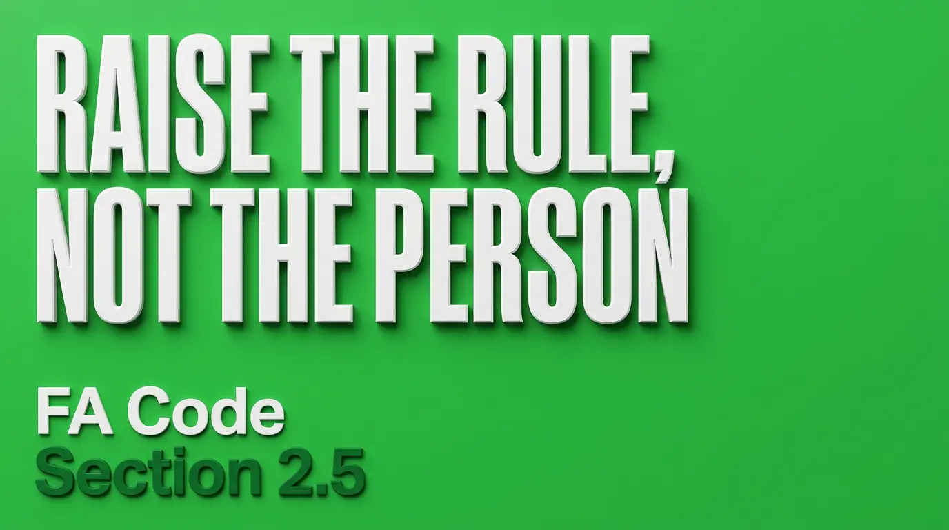 Football Australia Code clause protecting parents who raise concerns about team communications.