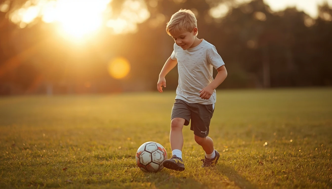 A child aged 4-5 doing simple ball play on a suburban lawn with a parent supervising from the porch, late afternoon light.